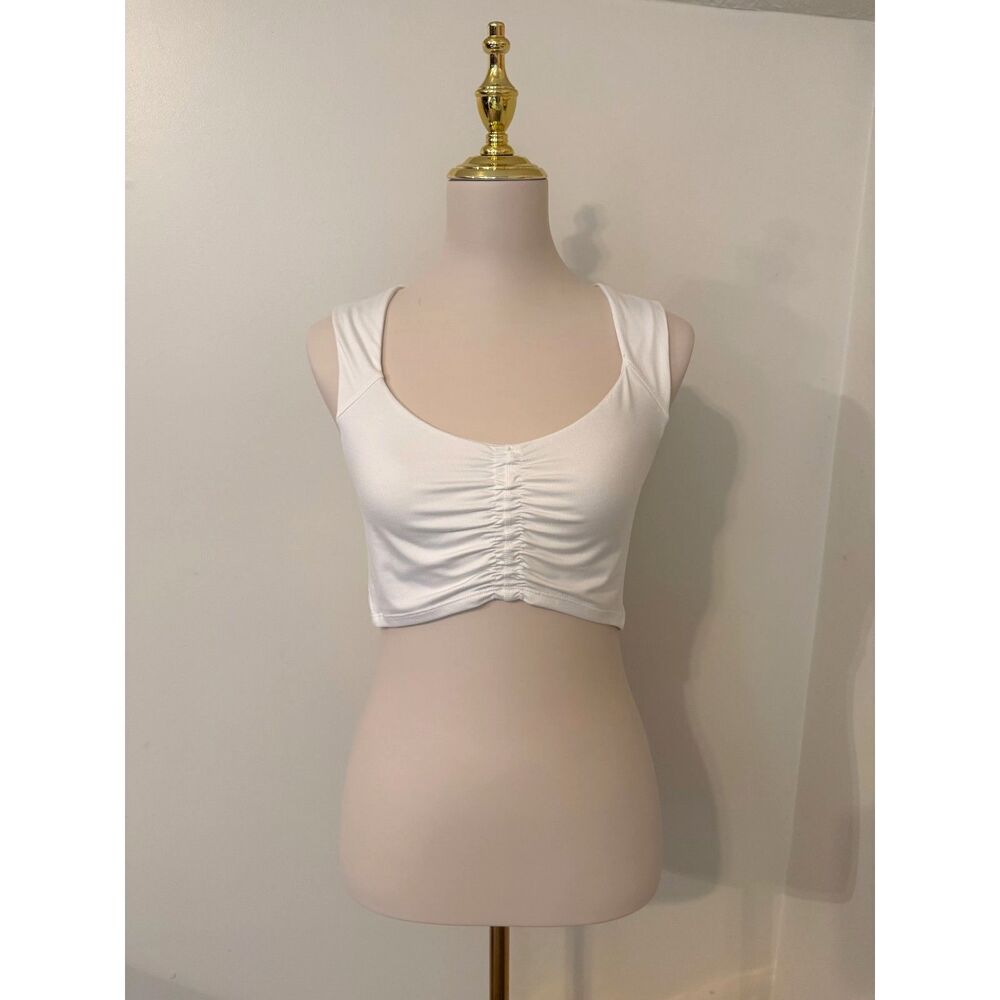 FP Movement Breathe Deeper Crop Tank M White Ruched Sports Bra Free People